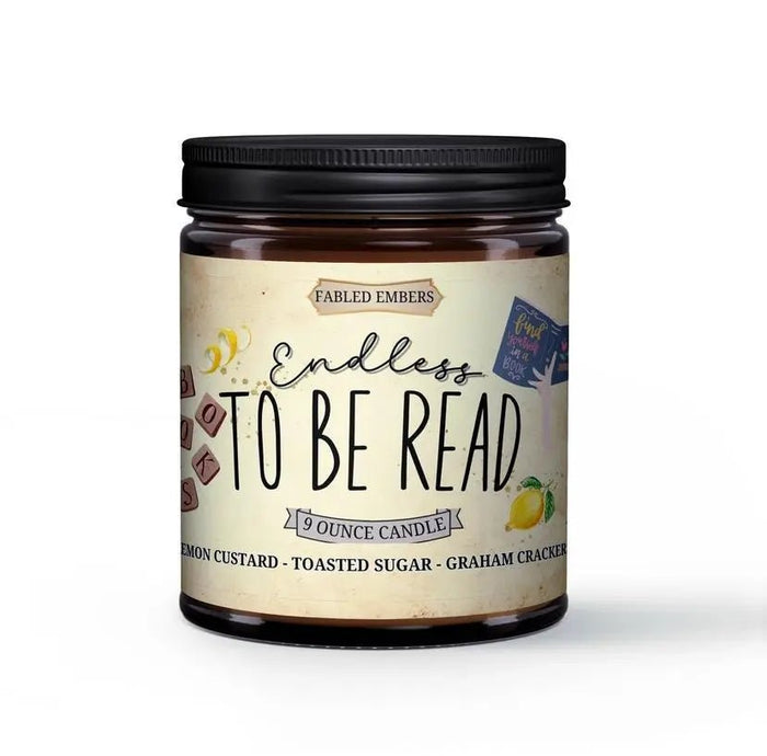 Endless To Be Read 9 oz Book Lovers Lemon Square Scented Candle - My SensibiliTeas - bookish candle from Faded Embers
