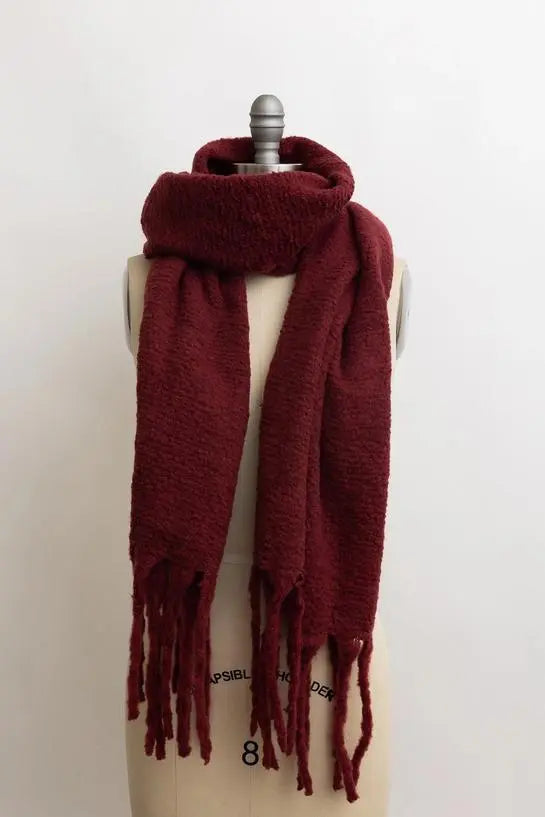 Cozy Knit Scarf with Tassels - Classic