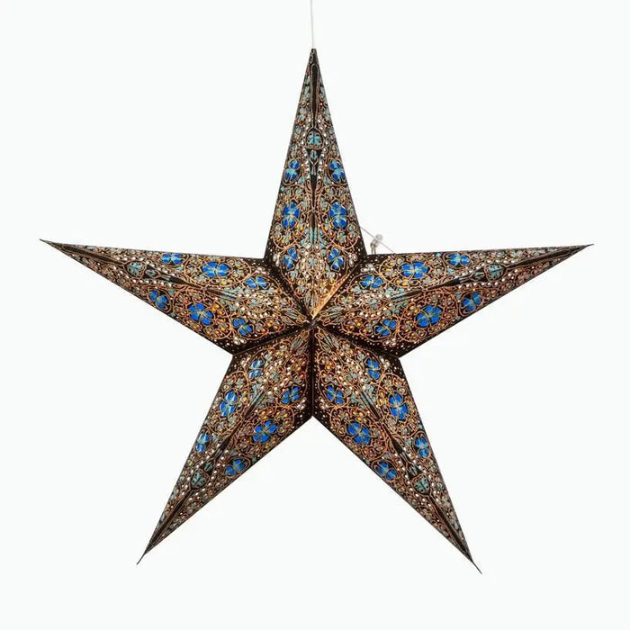 Black and Turquoise Cathedral Star Lantern