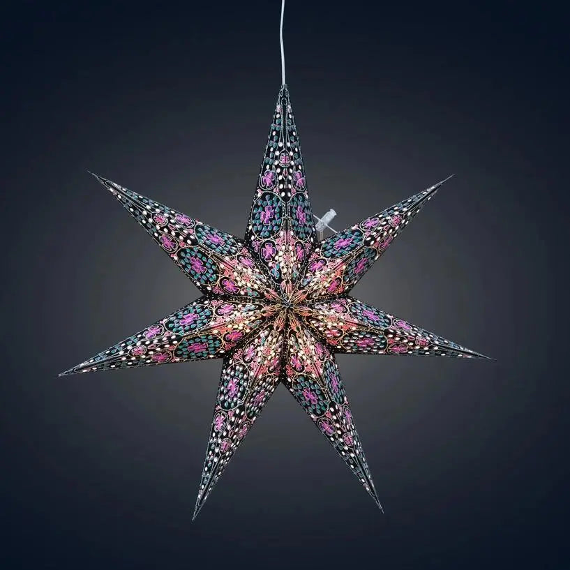 Black and Pink Cathedral Star Lantern