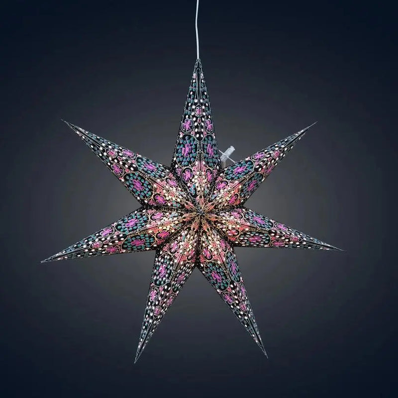 Black and Pink Cathedral Star Lantern