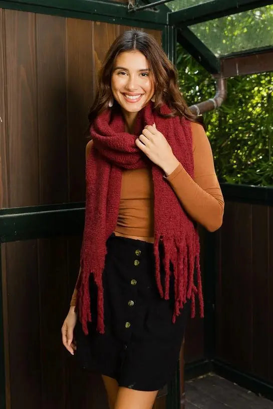 Cozy Knit Scarf with Tassels - Classic