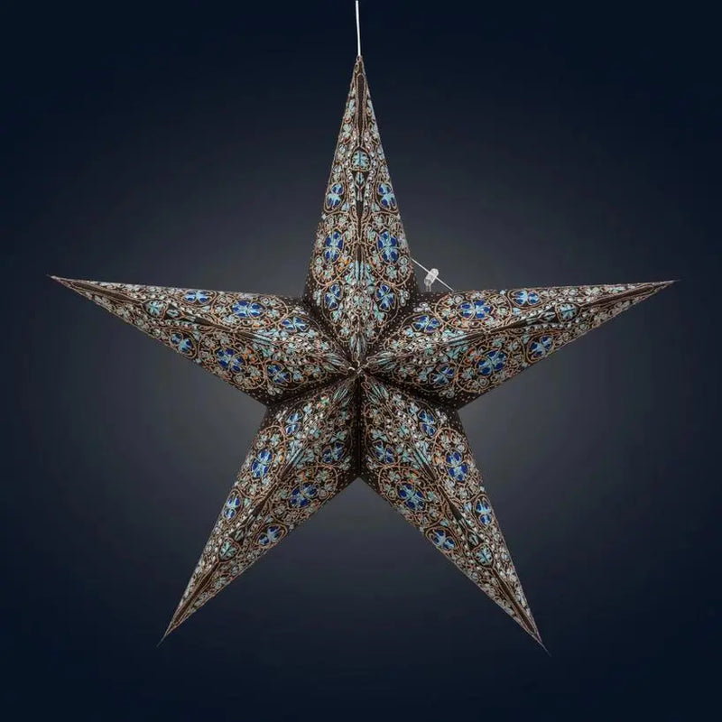 Black and Turquoise Cathedral Star Lantern
