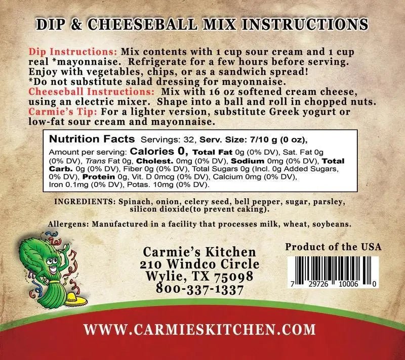 Fiesta Spinach Dip and Cheeseball Mix - My SensibiliTeas - dip mix from Carmie's Kitchen
