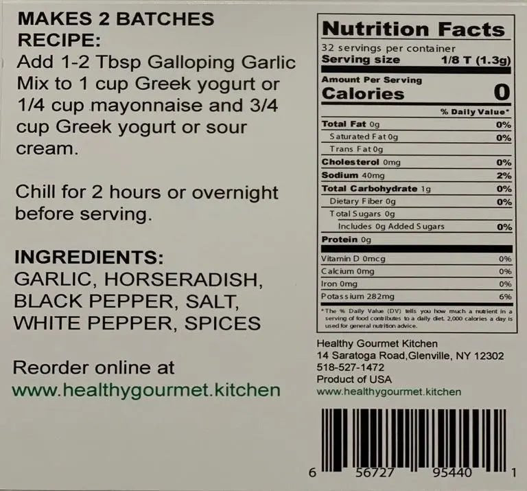 Galloping Garlic Horseradish Dip Mix - My SensibiliTeas - spice blend for dip from Healthy Gourmet Kitchen