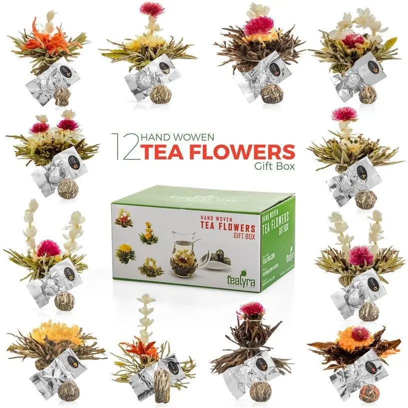Glass Teapot + 12 Blooming Teas Gift Box - My SensibiliTeas - tea gift set from Tealyra
