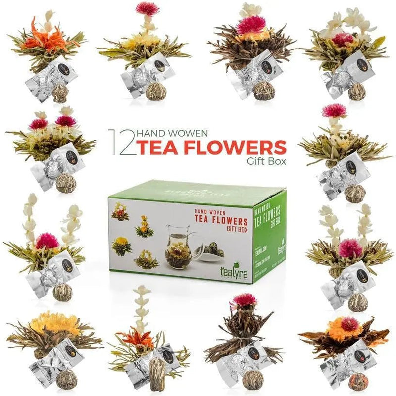 Glass Teapot + 12 Blooming Teas Gift Box - My SensibiliTeas - tea gift set from Tealyra