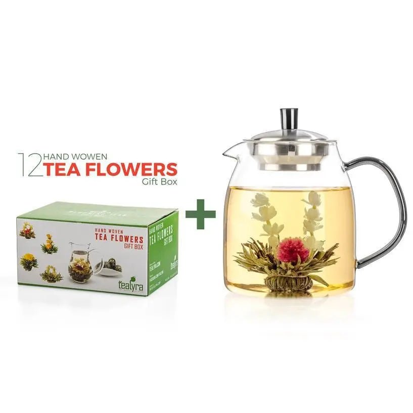 Glass Teapot + 12 Blooming Teas Gift Box - My SensibiliTeas - tea gift set from Tealyra
