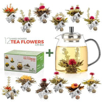 Glass Teapot + 12 Blooming Teas Gift Box - My SensibiliTeas - tea gift set from Tealyra