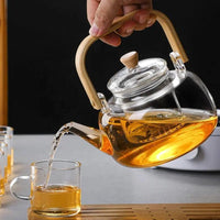 Glass Teapot With Infuser, Lid and Wooden Handle 800 ml (27 oz.) - My SensibiliTeas - glass teapot from varies