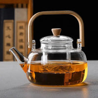 Glass Teapot With Infuser, Lid and Wooden Handle 800 ml (27 oz.) - My SensibiliTeas - glass teapot from varies