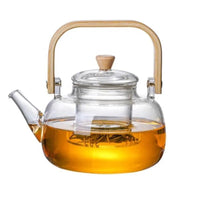 Glass Teapot With Infuser, Lid and Wooden Handle 800 ml (27 oz.) - My SensibiliTeas - glass teapot from varies