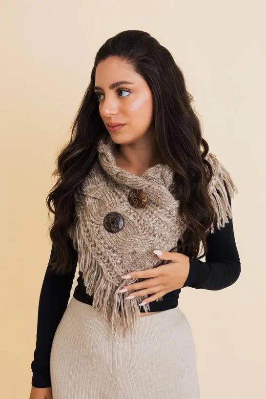 Heathered Shoulder Warmer with Coco Buttons - My SensibiliTeas - shoulder warmer from Leto Accessories