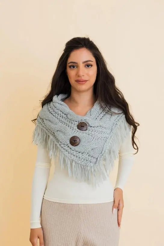 Heathered Shoulder Warmer with Coco Buttons - My SensibiliTeas - shoulder warmer from Leto Accessories