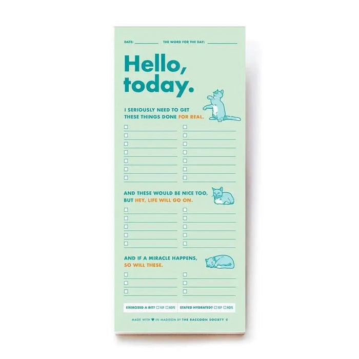 Hello, Today - Fridge Notepad - My SensibiliTeas - to - do list from The Raccoon Society