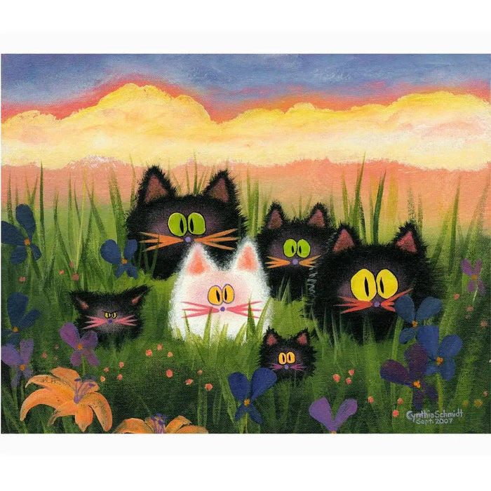 Herd of Kitties Matted Print - My SensibiliTeas - Wall Art from Cranky Cat Collection