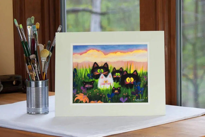 Herd of Kitties Matted Print - My SensibiliTeas - Wall Art from Cranky Cat Collection