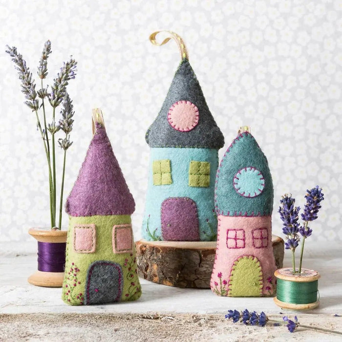 Lavender Houses Felt Craft Kit - My SensibiliTeas - embroidery craft kit from Corrine Lapierre