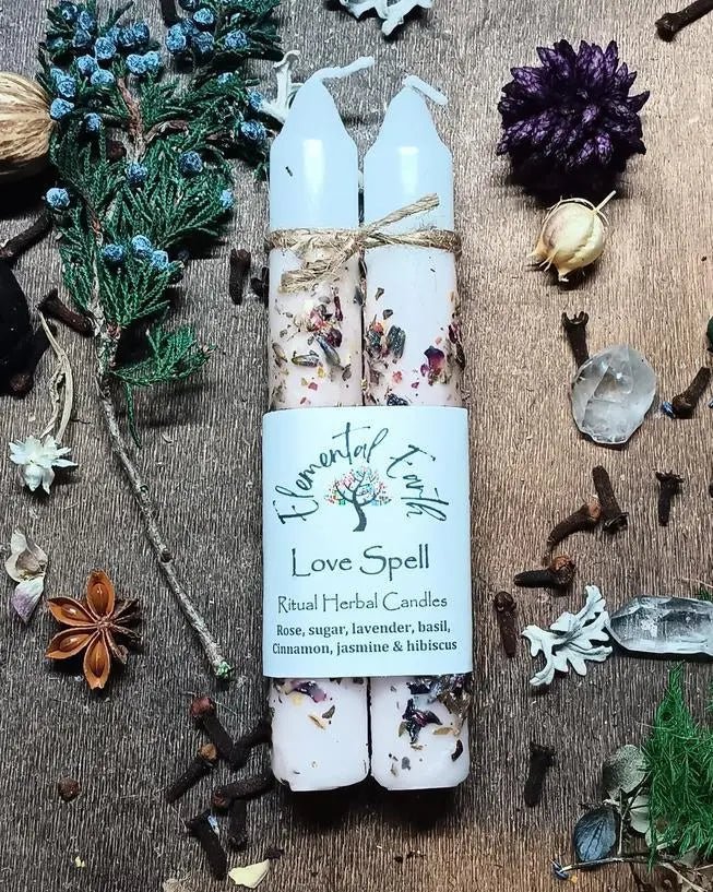Love Spell Herbal Intention Candles - My SensibiliTeas - intention candels from Elemental Earth Shop