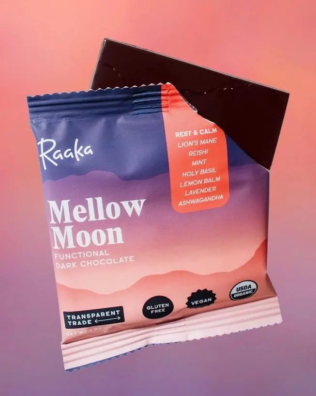Mellow Moon Functional Dark Chocolate - My SensibiliTeas - functional chocolate from Raaka Chocolate