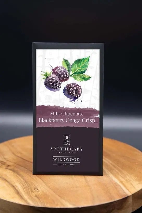 Milk Chocolate Blackberry Chaga Crisp - My SensibiliTeas - artisan chocolate from Apothecary Chocolates