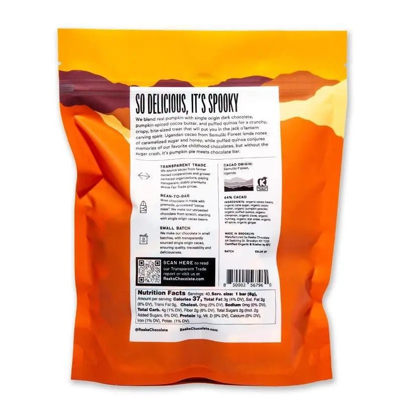 Mini Pumpkin Crunch Unroasted Chocolate Bar - My SensibiliTeas - seasonal chocolate from Raaka Chocolate