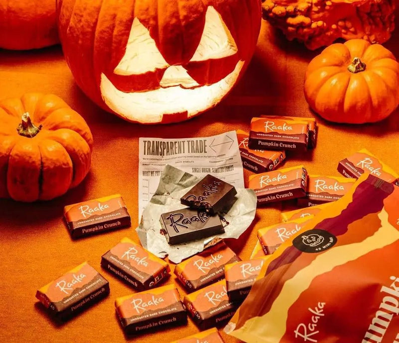 Mini Pumpkin Crunch Unroasted Chocolate Bar - My SensibiliTeas - seasonal chocolate from Raaka Chocolate