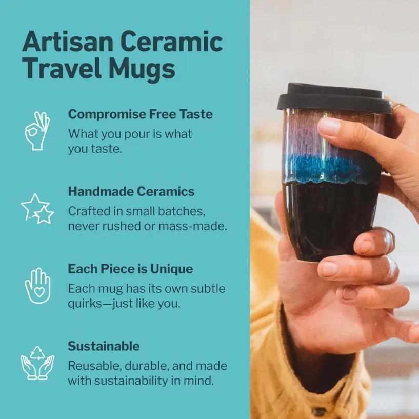 Monsoon 12 oz Ceramic Travel Mug - My SensibiliTeas - travel mugs from Nova Ceramics Travel Mugs
