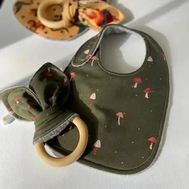 Mushrooms On Green Baby Bib - My SensibiliTeas-baby essentials from Port & Starbird