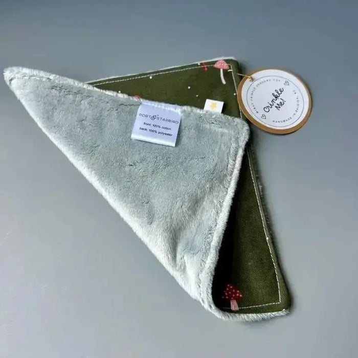 Mushrooms On Green Minky Crinkle Sensory Toy - My SensibiliTeas-baby essentials from Port & Starbird