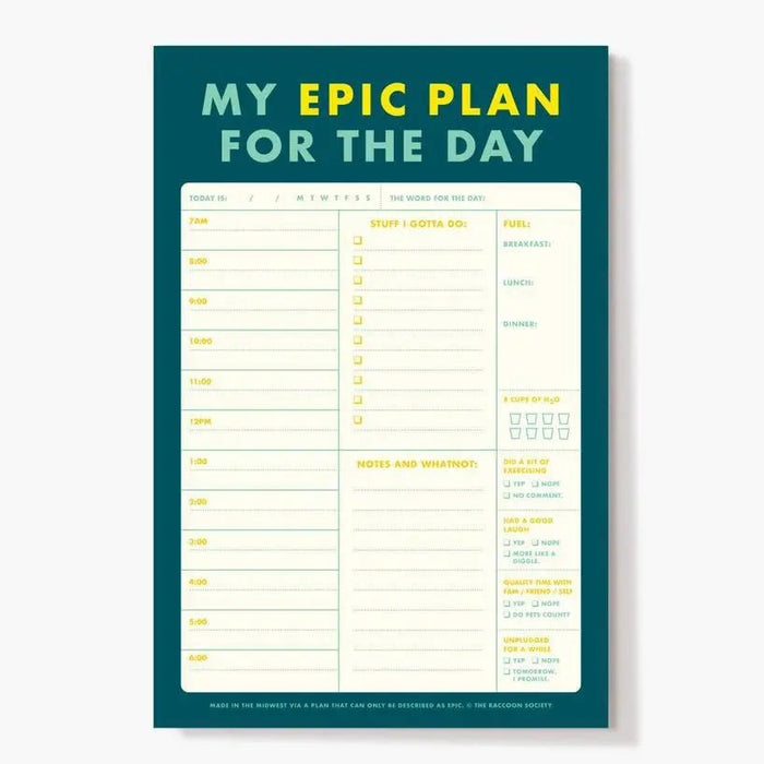 My Epic Plan - Daily Planner Pad - My SensibiliTeas - daily planner pad from The Raccoon Society