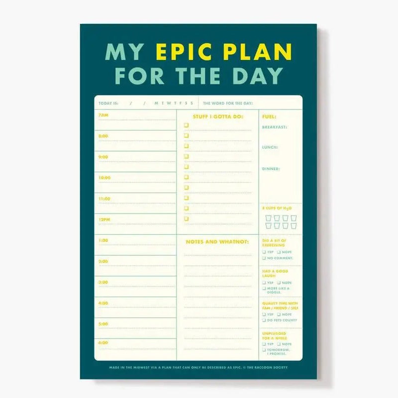 My Epic Plan - Daily Planner Pad - My SensibiliTeas - daily planner pad from The Raccoon Society