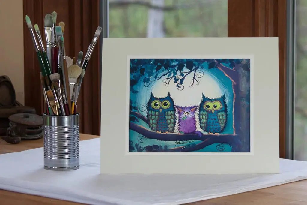 Nervous Owls Matted Print - My SensibiliTeas - Wall Art from Crank Cat