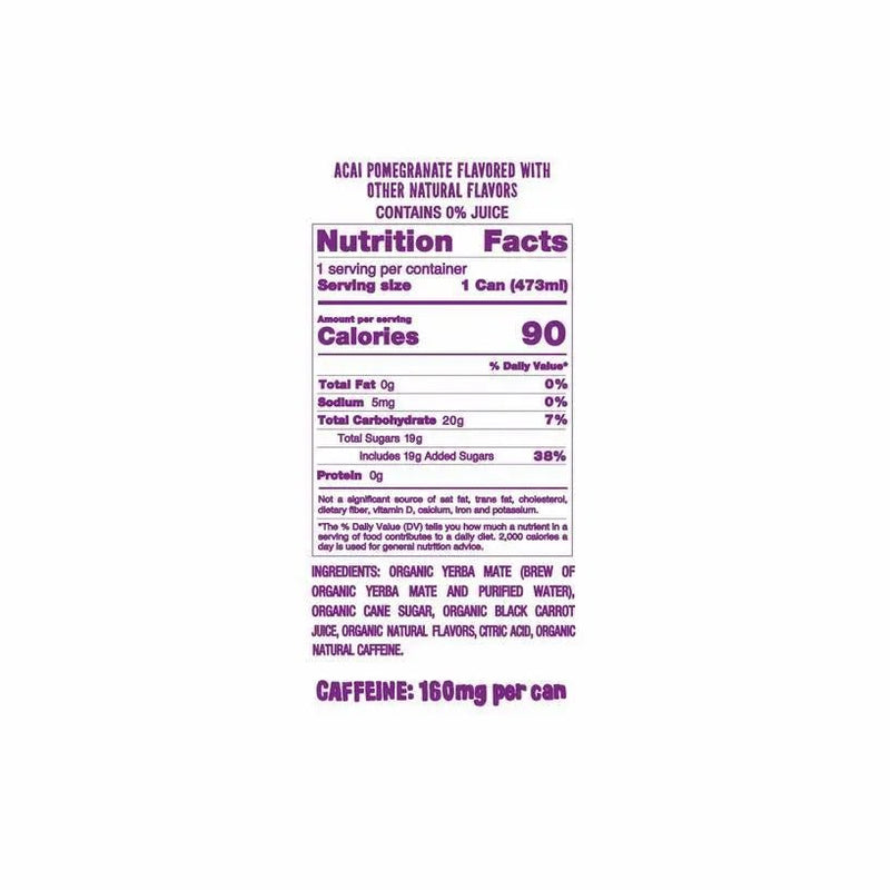 Organic Acai Pomegranate Yerba Mate 16oz Can - My SensibiliTeas - canned tea from Weird Beverages