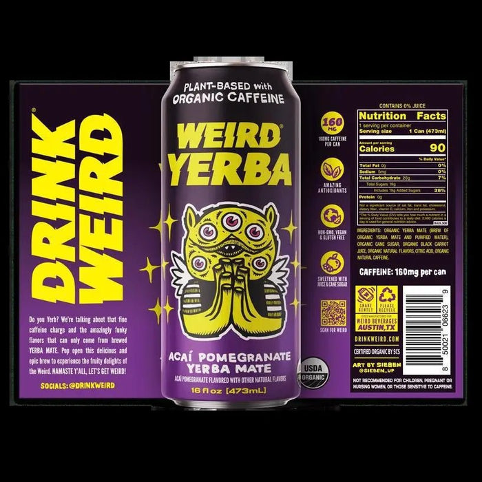 Organic Acai Pomegranate Yerba Mate 16oz Can - My SensibiliTeas - canned tea from Weird Beverages