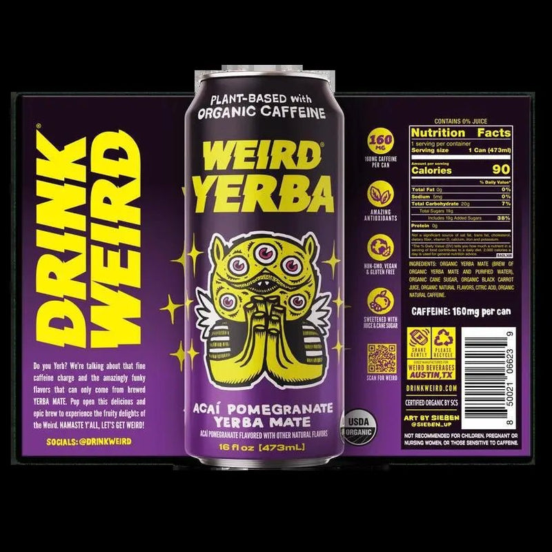 Organic Acai Pomegranate Yerba Mate 16oz Can - My SensibiliTeas - canned tea from Weird Beverages