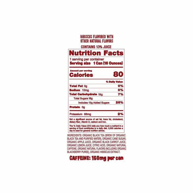 Organic Agua De Jamaica Hibiscus Black Tea 16 oz Can - My SensibiliTeas - canned tea from Weird Beverages