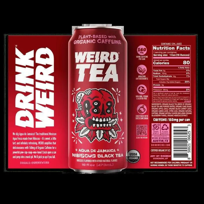 Organic Agua De Jamaica Hibiscus Black Tea 16 oz Can - My SensibiliTeas - canned tea from Weird Beverages
