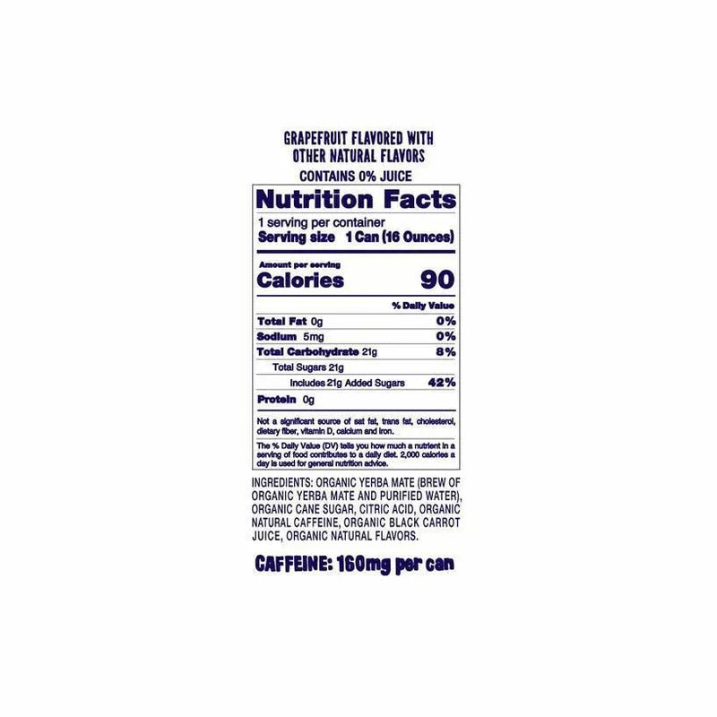 Organic Grateful Grapefruit Yerba Mate 16oz Can - My SensibiliTeas - canned tea from Weird Beverages