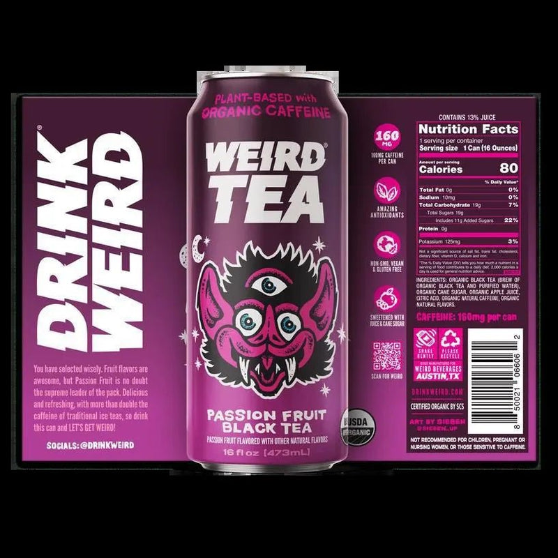Organic Passion Fruit Black Iced Tea 16oz Can - My SensibiliTeas - canned tea from Weird Beverages