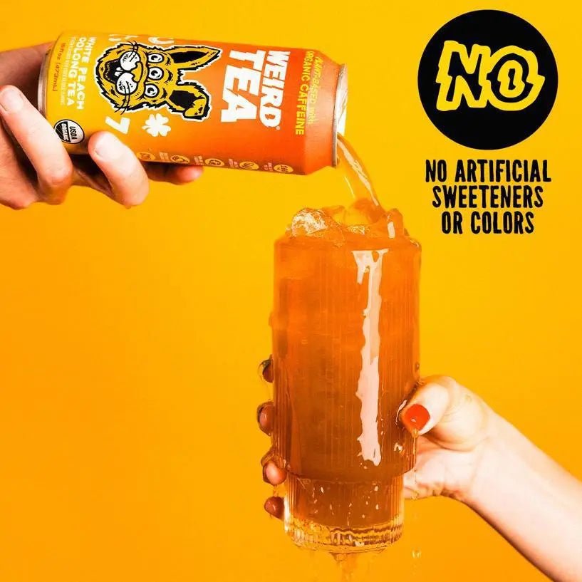 Organic White Peach Oolong Iced Tea 16oz Can - My SensibiliTeas - canned tea from Weird Beverages