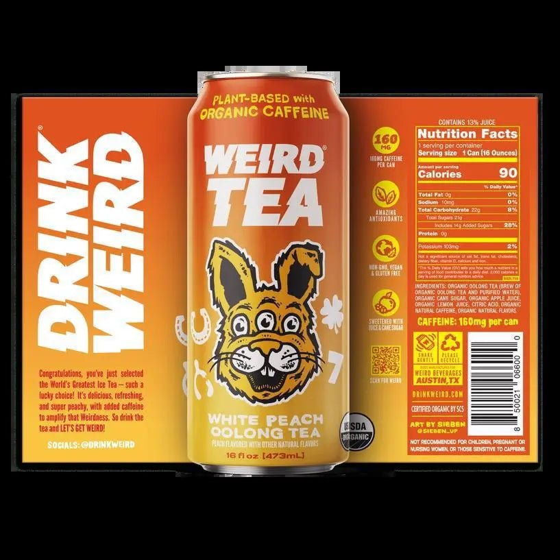 Organic White Peach Oolong Iced Tea 16oz Can - My SensibiliTeas - canned tea from Weird Beverages