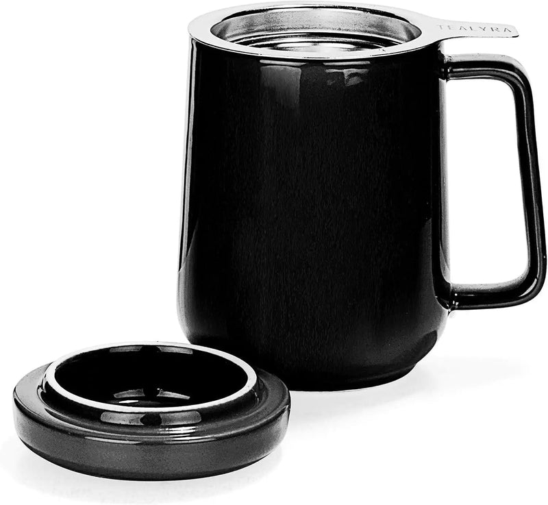 Peak Black Porcelain Mug With Infuser 19oz - My SensibiliTeas - tea infuser mug from Tealyra