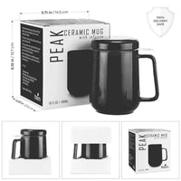 Peak Black Porcelain Mug With Infuser 19oz - My SensibiliTeas - tea infuser mug from Tealyra