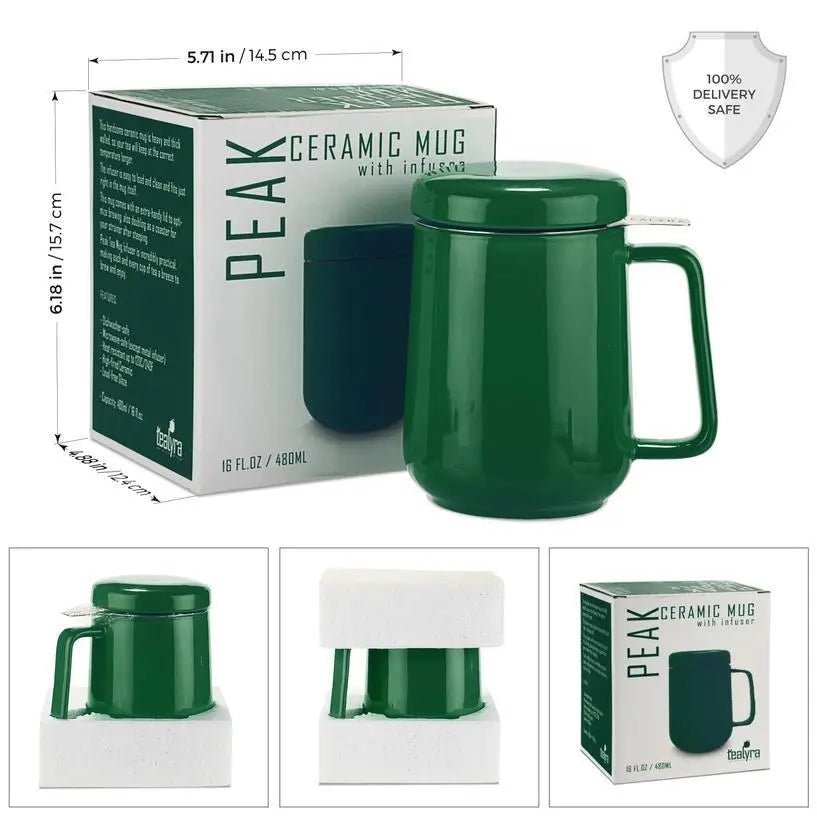 Peak Green Porcelain Mug With Infuser 19oz - My SensibiliTeas - infuser mug from Tealyra