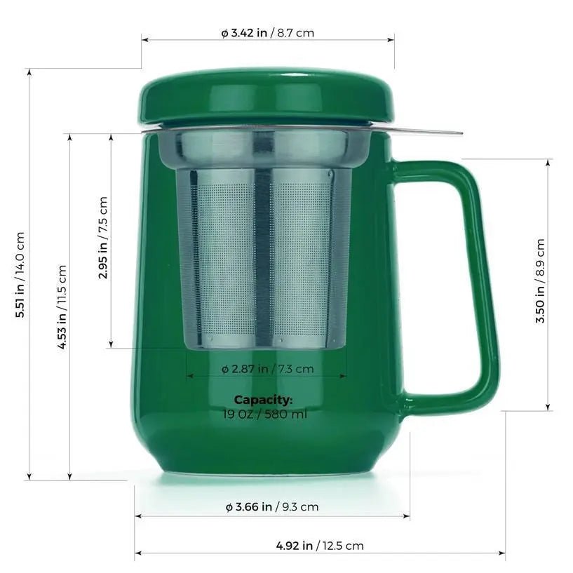 Peak Green Porcelain Mug With Infuser 19oz - My SensibiliTeas - infuser mug from Tealyra