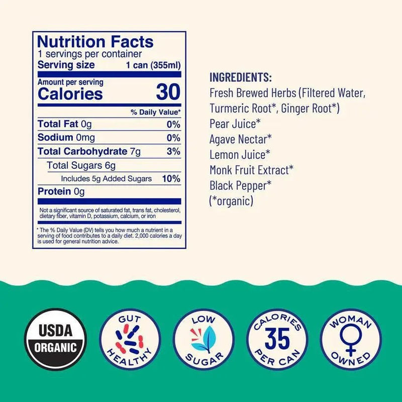 Pear Turmeric Sparkling Antioxidant Drink - My SensibiliTeas - kombucha alternatives from wildwonder