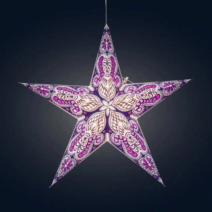 Phoenix ~ 5 Pointer, 24", Violet Paper Star Lantern Light - My SensibiliTeas - paper star lantern from Artschatz