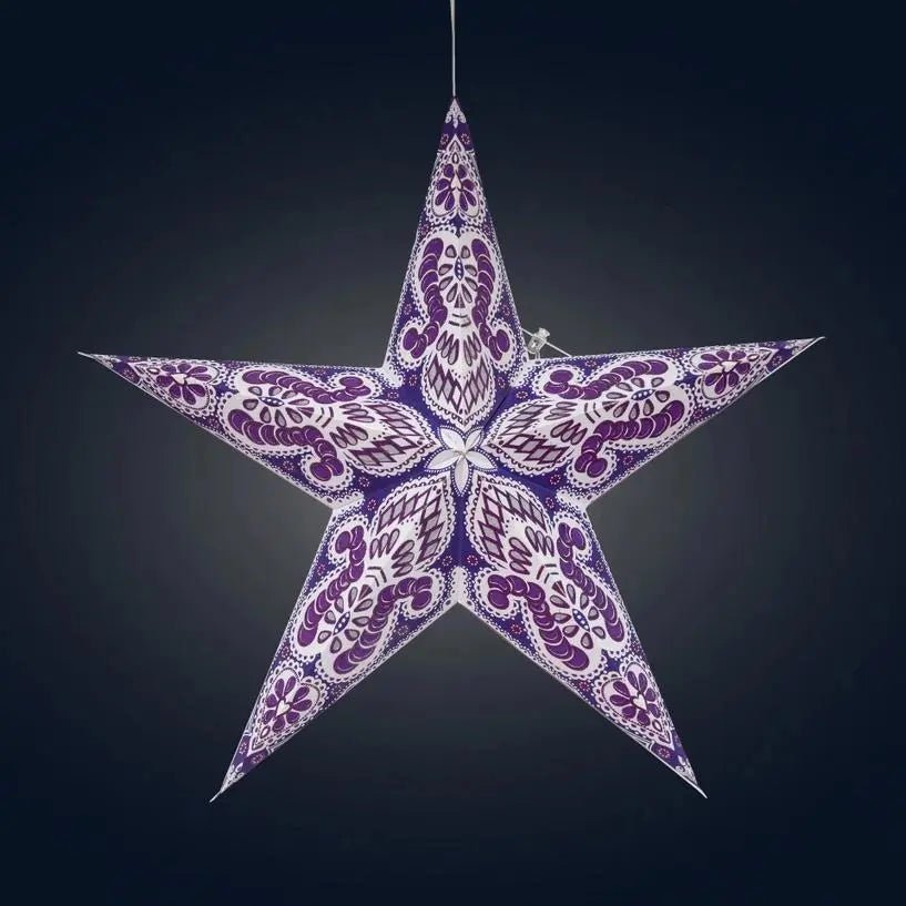 Phoenix ~ 5 Pointer, 24", Violet Paper Star Lantern Light - My SensibiliTeas - paper star lantern from Artschatz
