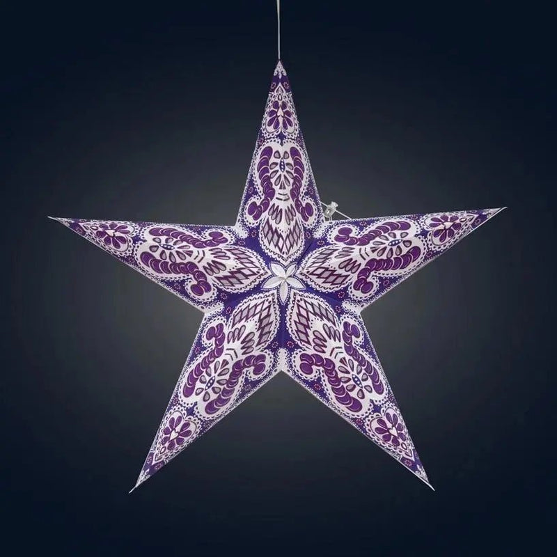 Phoenix ~ 5 Pointer, 24", Violet Paper Star Lantern Light - My SensibiliTeas - paper star lantern from Artschatz